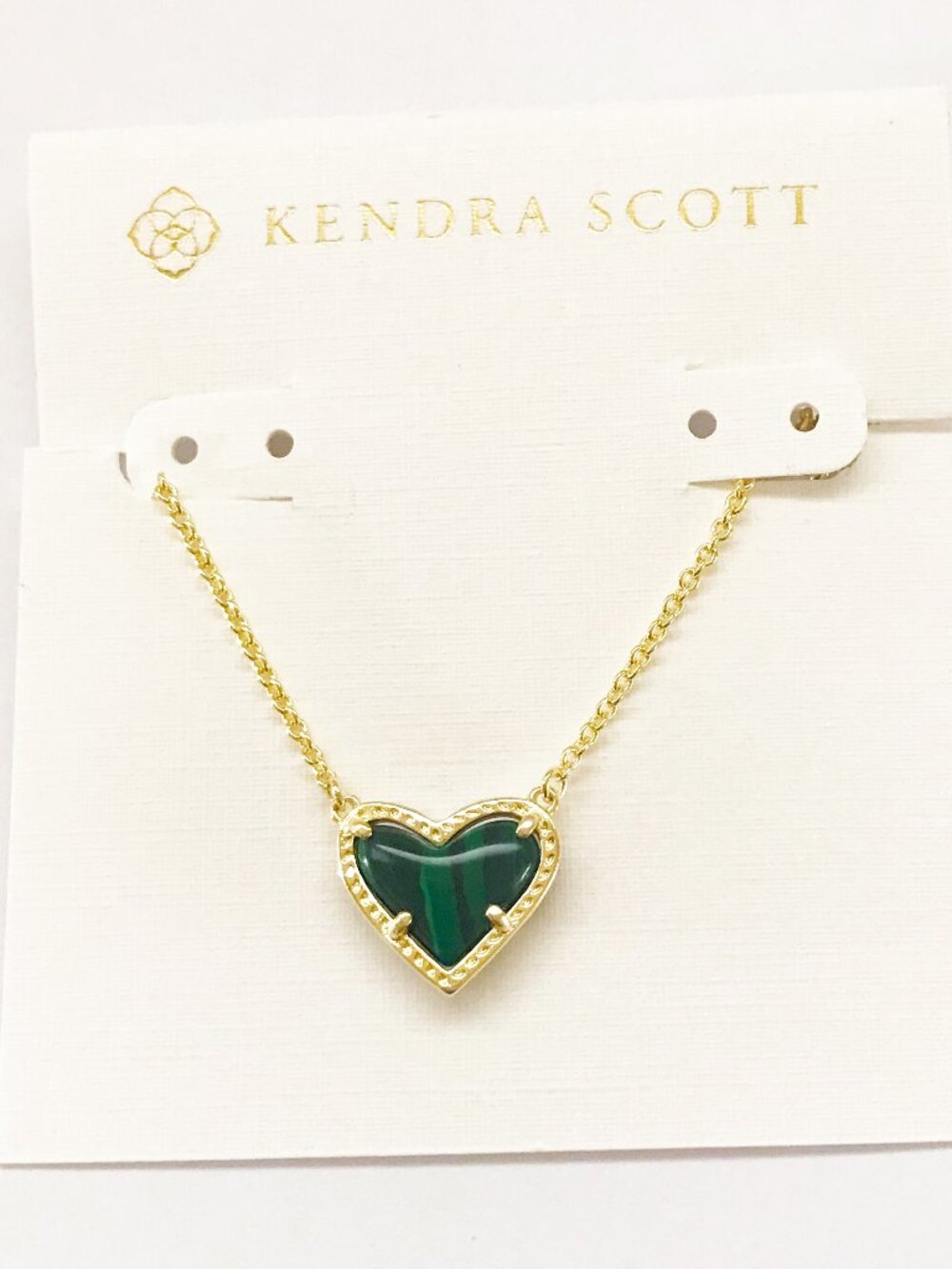 Kendra Scott Ari Gold Tone Malachite Pendant Short Necklace